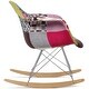 preview thumbnail 6 of 7, Fabric Upholstered Armchair With Arms Rocking Chair Patchwork Rocker Chrome Base Wood For Living Room Bedroom