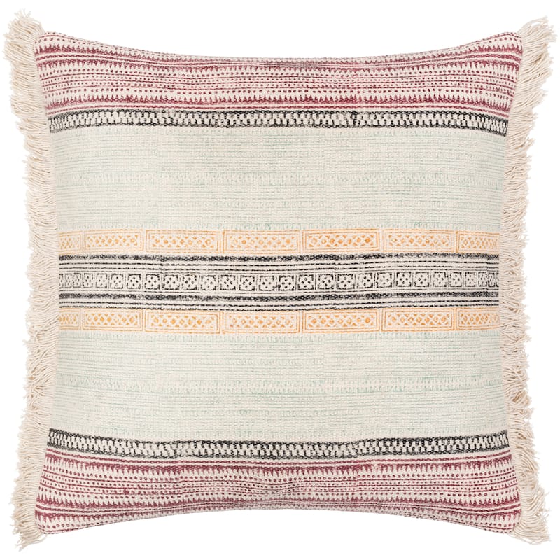Zeba Block Horizontal Stripe Bohemian Throw Pillow or Cover