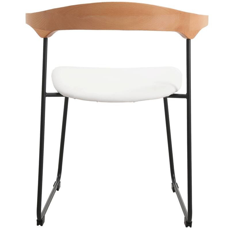 Dining Chair in Leather with Beech Back and Iron Legs Set of 2