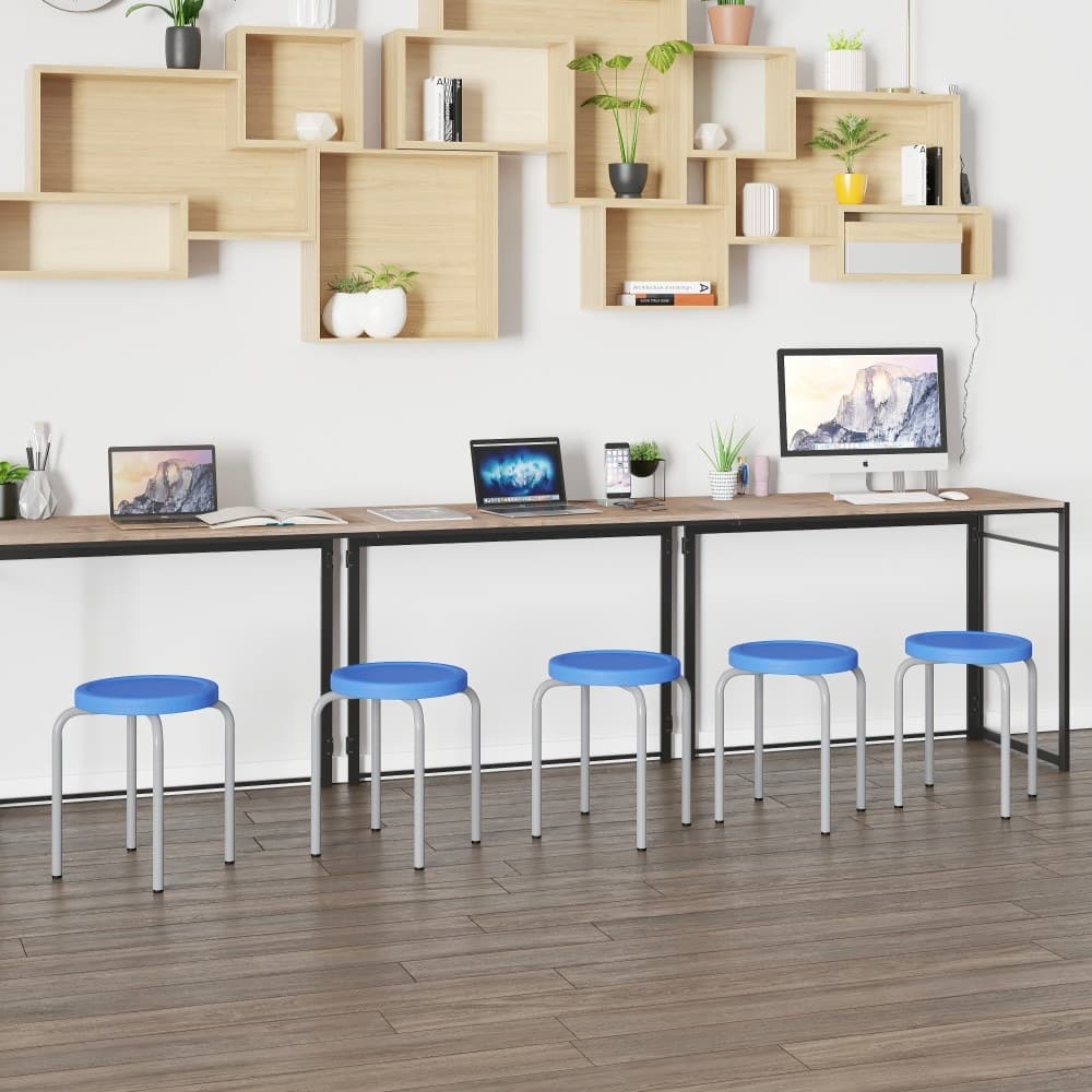 5 Pack Stackable Stool with Powder Coated Frame