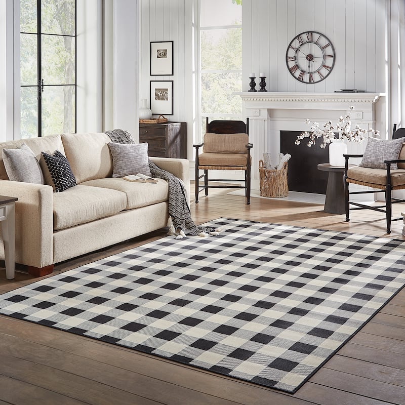 Style Haven Gingham Check Indoor/Outdoor Area Rug..