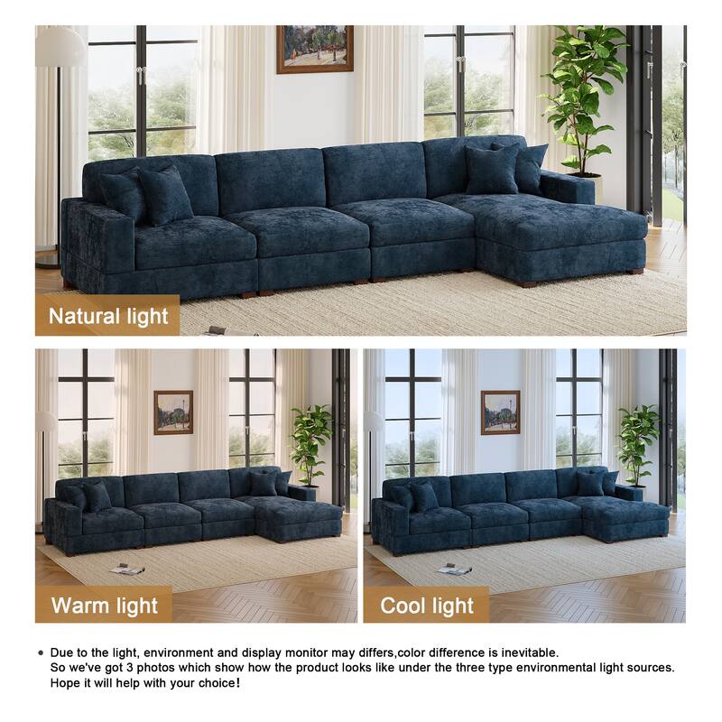 Oversized Modern Chenille L-shape Modular Sectional Sofa with Chaise
