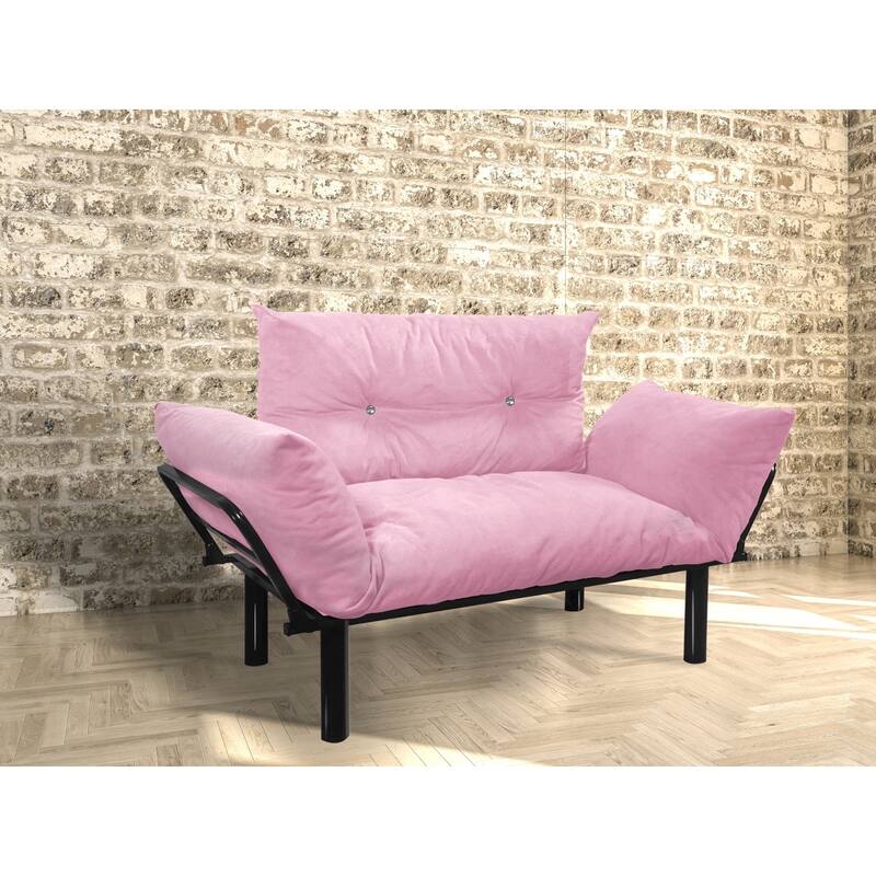 Banbi Extra Wide Metal Foot Cushioned Spring Seat for Kids Room and Teen Room - Pink