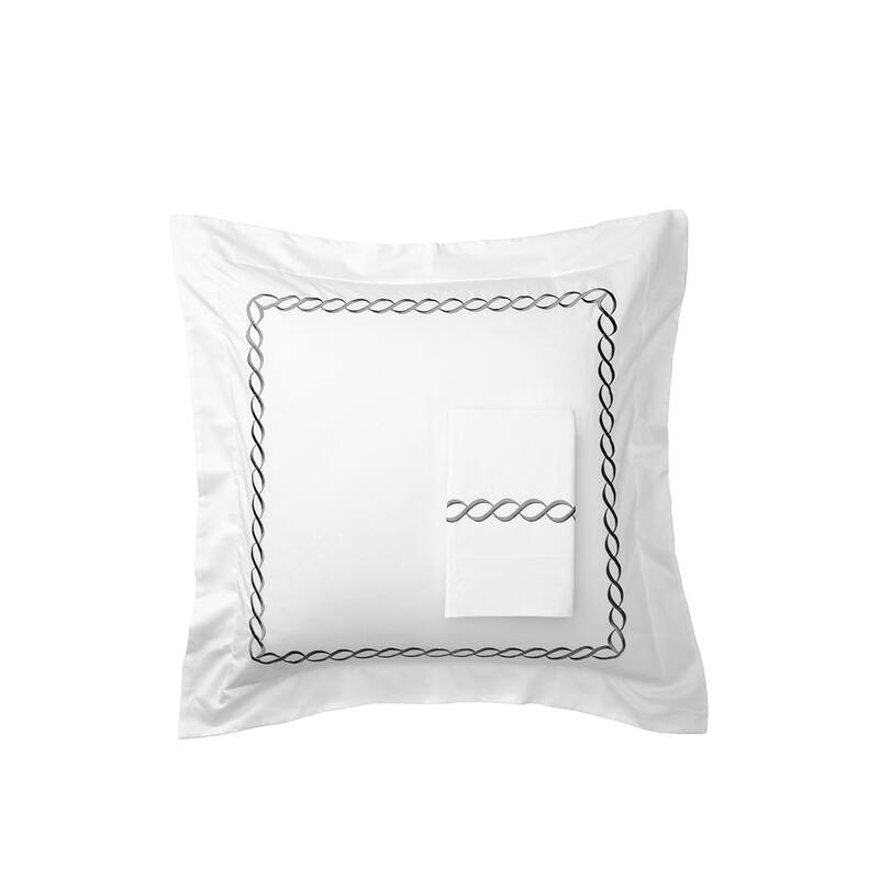 Home Sweet Home Collection 600 Thread Count Cotton Rope Embroidery Duvet Set - Grey - Euro Sham