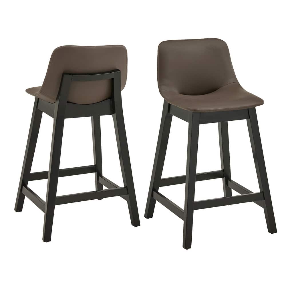 Savinhill Black Finish Vegan Leather Counter Height Chair (Set of 2) by iNSPIRE Q Modern