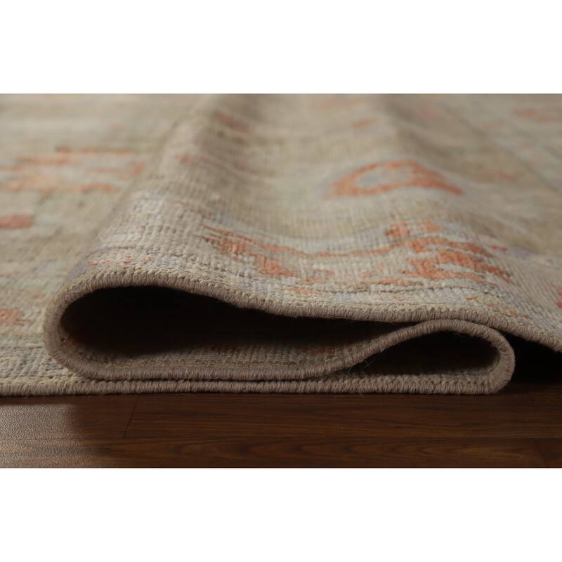 Hand Knotted Oriental 100% Wool Carpet Transitional All-Over Beige & Ivories Oushak Area Rug - 9' 0'' X 5' 10''