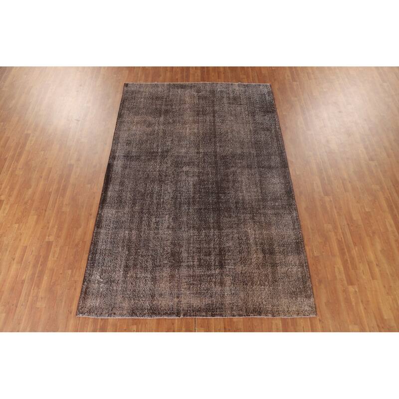 Over-Dyed Solid Anatolian Turkish Vintage Rug Handmade Wool Carpet - 6'11" x 10'7"