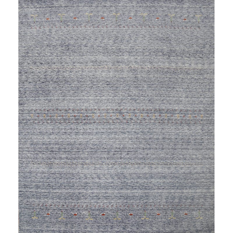 Hand Knotted Oriental 100% Wool Carpet Tribal Animal Pictorial Navy Blue & Blues Gabbeh Area Rug - 9' 10'' X 9' 9''