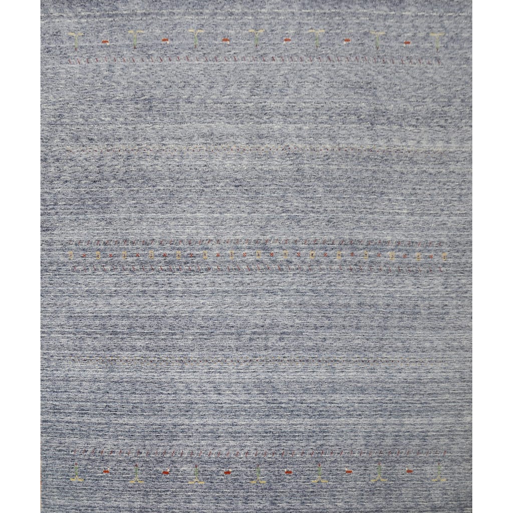 Hand Knotted Oriental 100% Wool Carpet Tribal Animal Pictorial Navy Blue & Blues Gabbeh Area Rug - 9' 10'' X 9' 9''