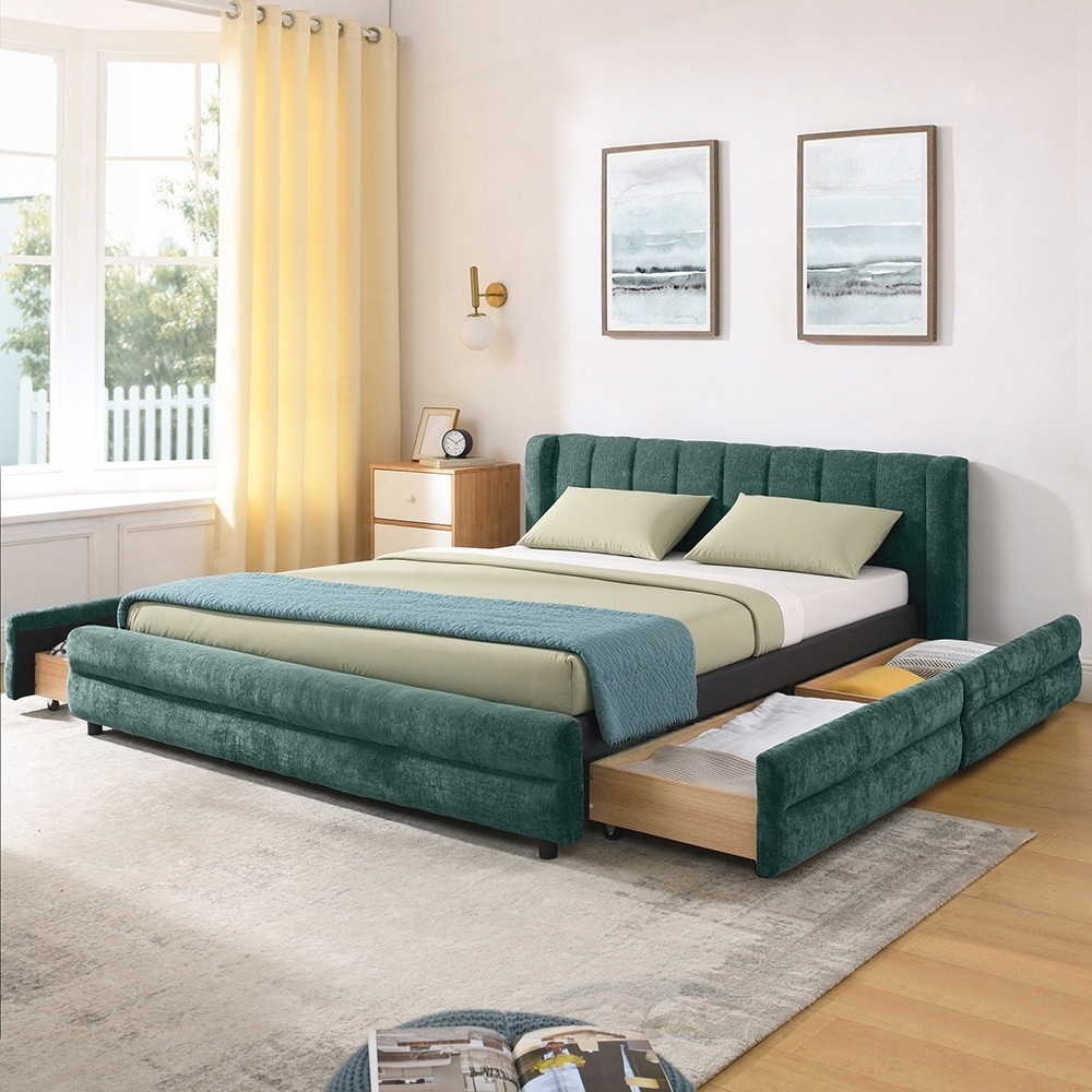 Upholstered Bed Frame with drawer for storage