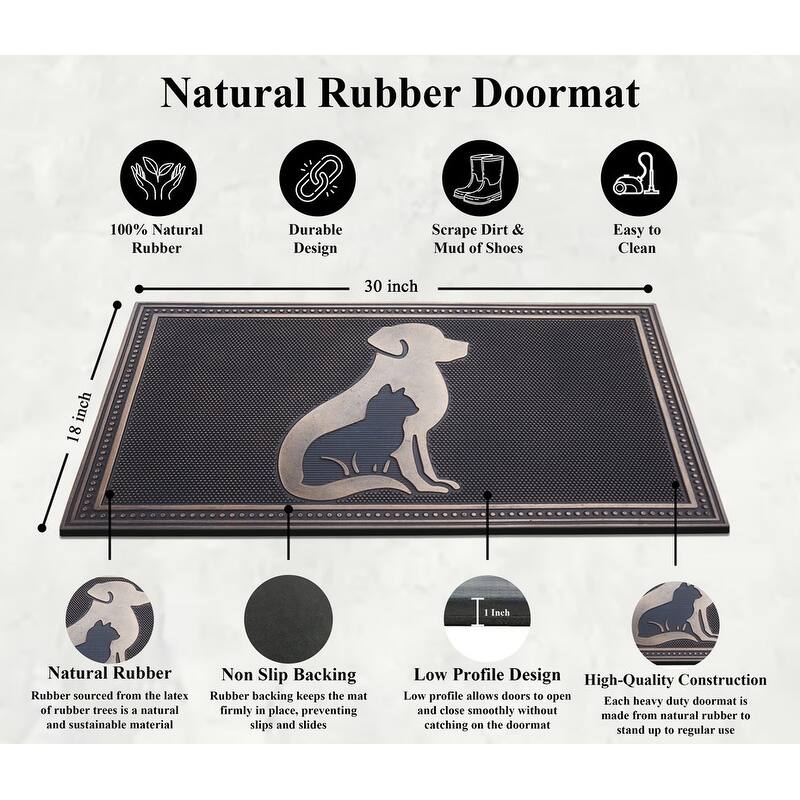 A1HC All Weather Rubber Door Mat, Dirt Grabber Durable Welcome Doormat, Pin Scrapper Doormat