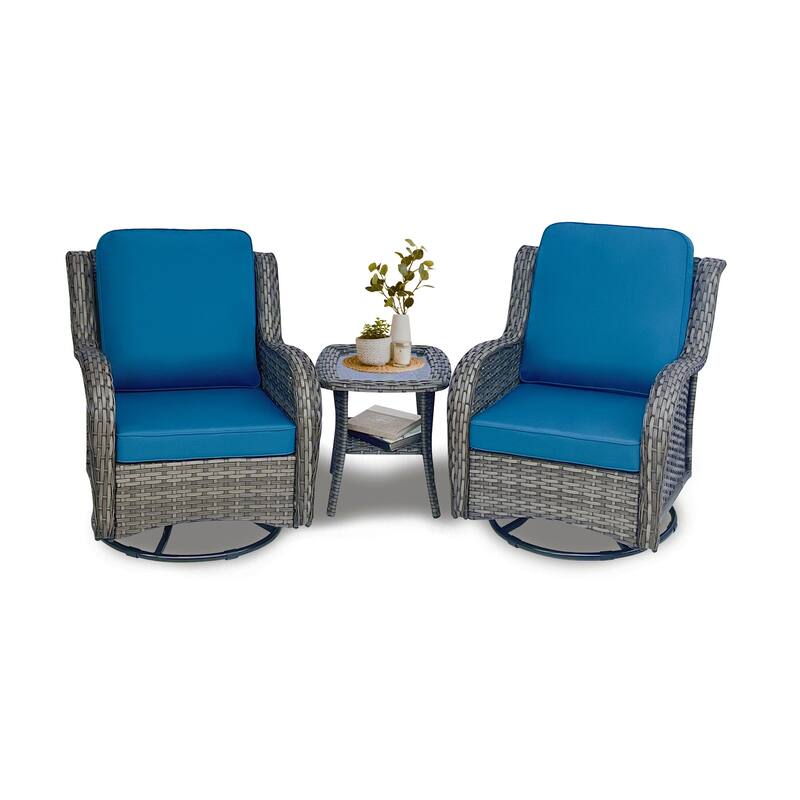 Wicker Patio Furniture Set - 3 Piece Rattan Sectional Conversation Sets 2 Piece Wicker Hang gliding Chairs and 1 Side Table