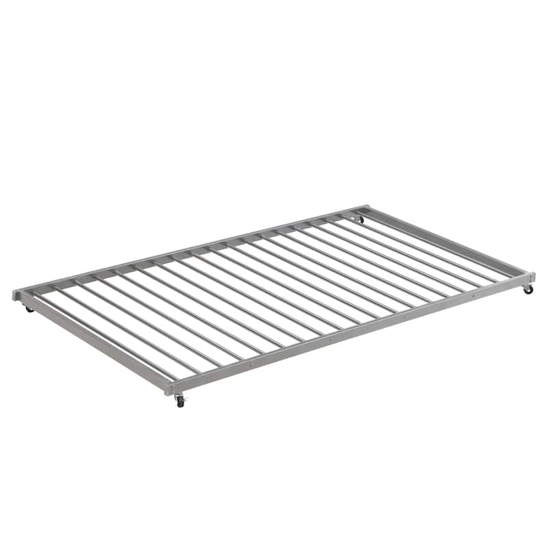 Roomfitters Twin over Full Metal Bunk Bed with Trundle and Storage Staircase