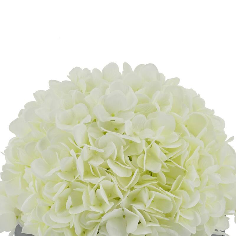 Faux Hydrangea in White Washed Wood Cube Planter