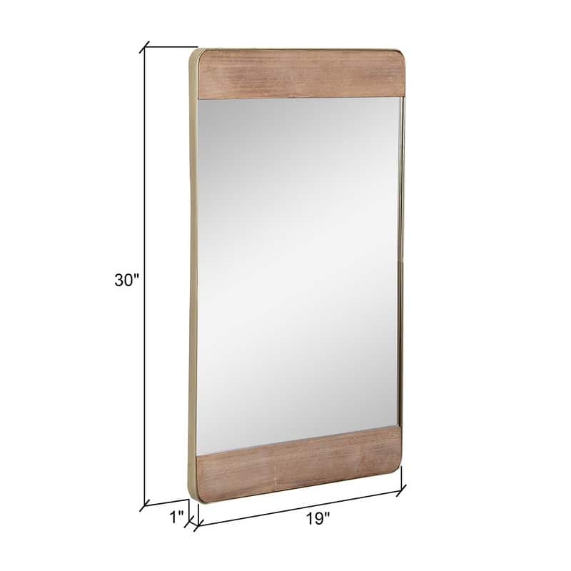 Soraya Metal & Wood Farmhouse Wall Mirror - 30"H x 19"W x 1"D