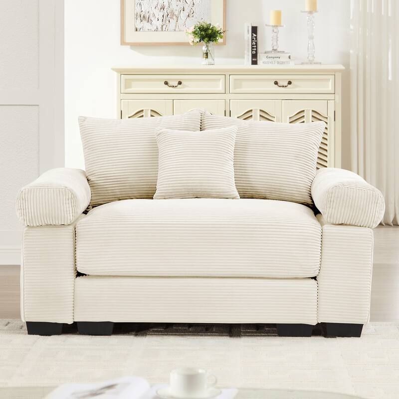 GDFStudio - Soft Corduroy 1-Seater 54.3" Sofa Chair with Extra-Thick Armrests