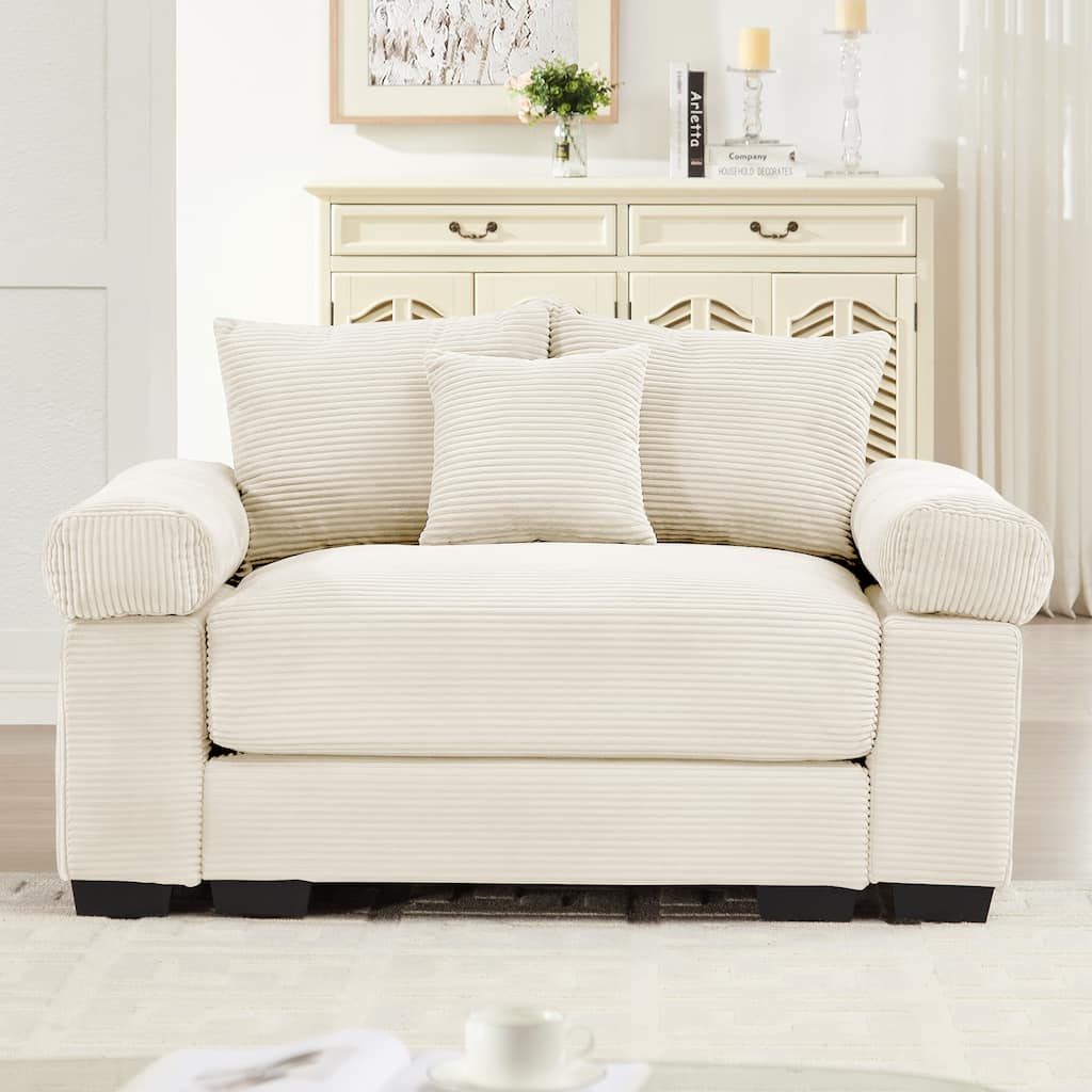 Roomfitters 54.3" Oversized Cloud Modular Sofa, Deep Seat Corduroy Couch with Extra-Thick Armrests