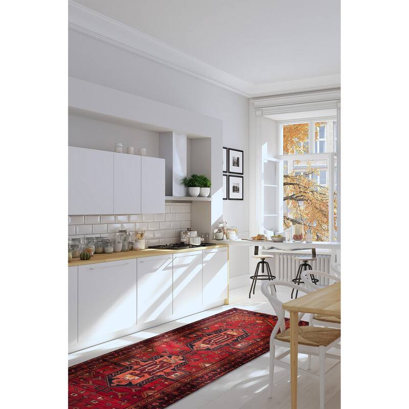 ECARPETGALLERY Hand-knotted Andelz Red Wool Rug - 3'6 x 9'11