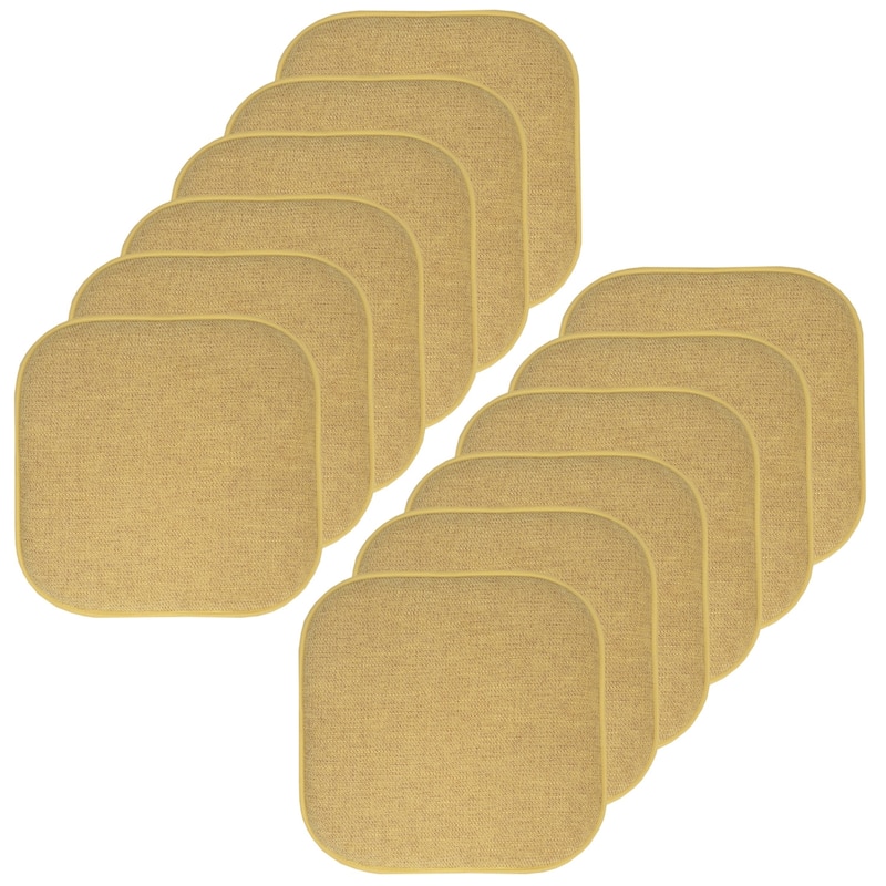 Sweet Home Collection Alexis Memory Foam No Slip Back Chair Pad Cushion 16" x 16" - Set of 12 - Gold