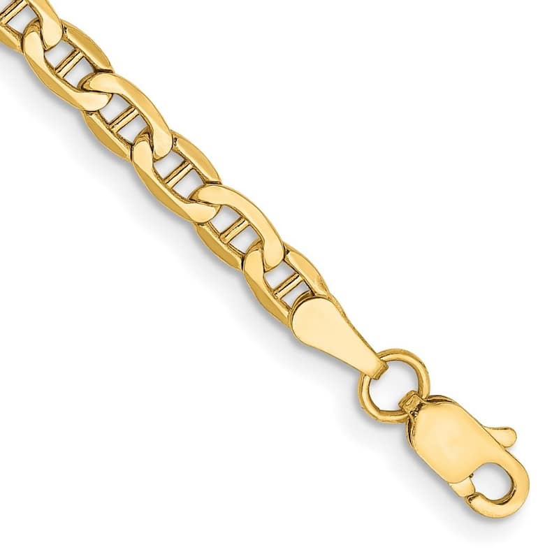 Curata 10k Yellow Gold Unisex 3.2mm Mariner Anchor Chain Bracelet Options: 8" 9"