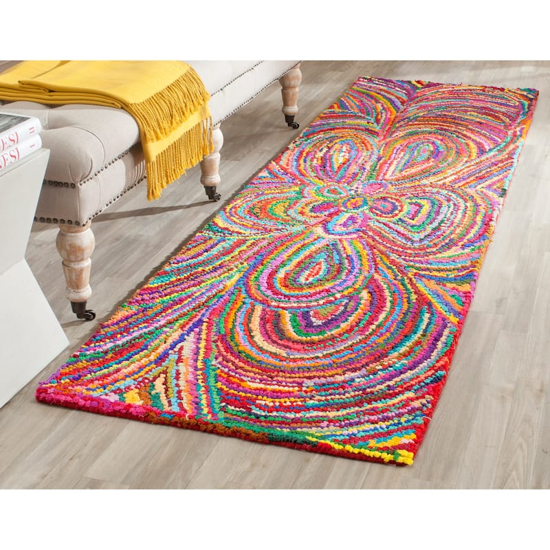 SAFAVIEH Handmade Nantucket Anastassia Contemporary Cotton Rug - 2'3" x 8' Runner - Multi
