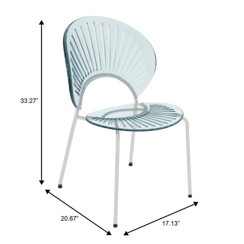 Opulent Modern Stackable Solid Back Accent Dining Chair with Chrome Metal Base and Floor Plastic Glides for Home or Office