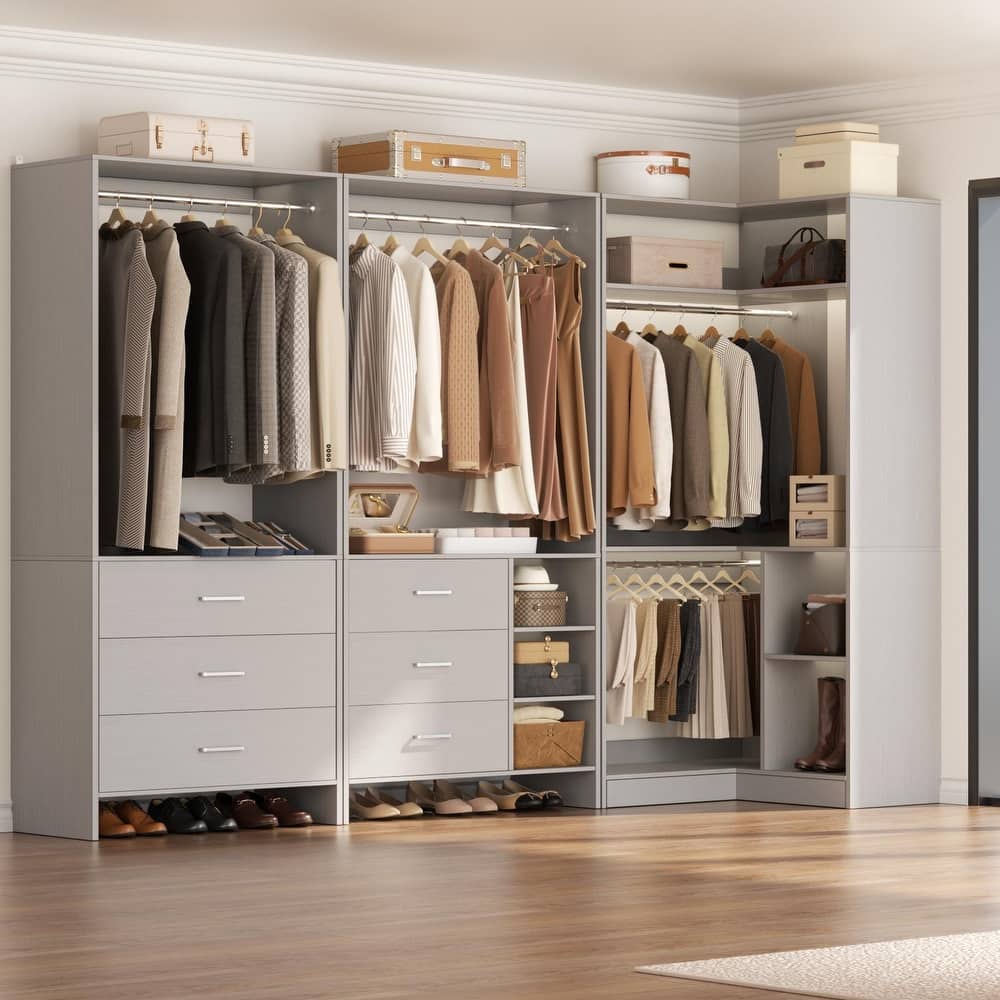 Cimly Set of 3 Freestanding Corner Closet System, Space-saving Closet Organizer for Walk-in/ Reach-in Closet