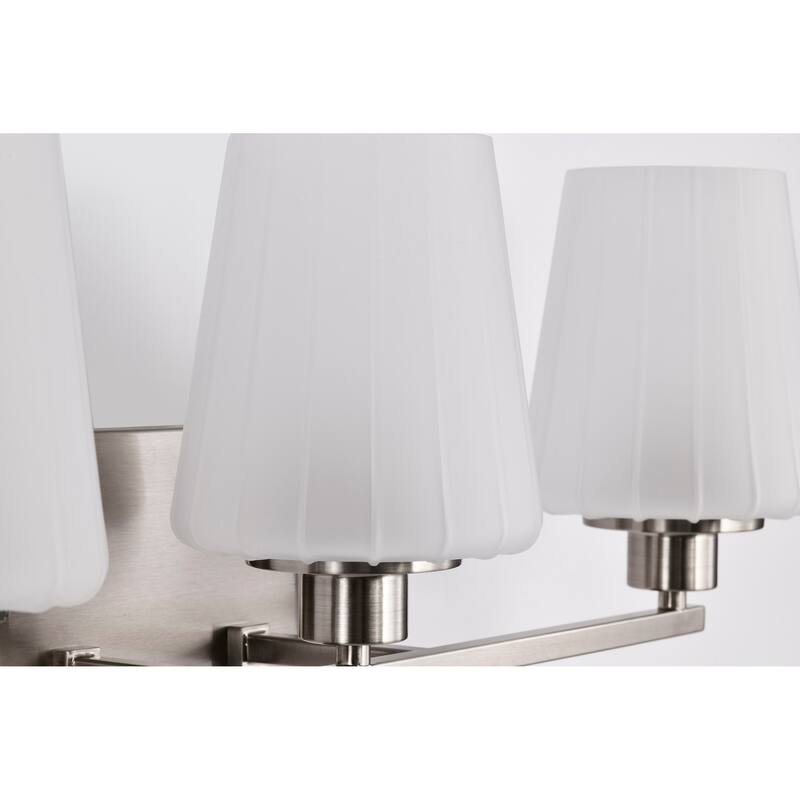 Lune 3 Light Vanity Brushed Nickel Finish Etched White Glass - Brushed Nickel
