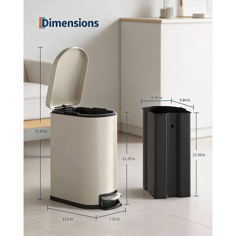 2.6 Gallon/10 Liter Slim Trash Can, with Removable Inner Bucket