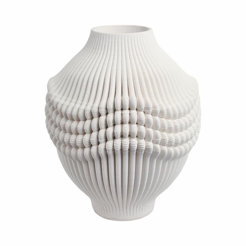 Decorative Vase - Ivory Ceramic 3D Printed Artistic