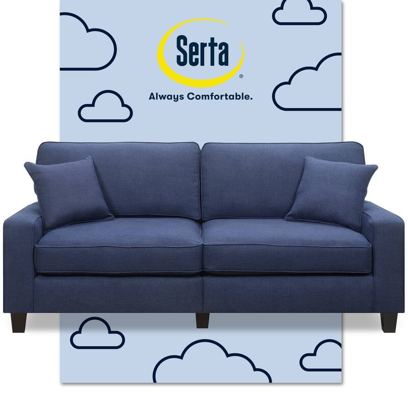 Serta Palisades Upholstered 73" Sofas for Living Room Modern Design Couch, Straight Arms, Soft Upholstery, Tool-Free Assembly - Navy Blue