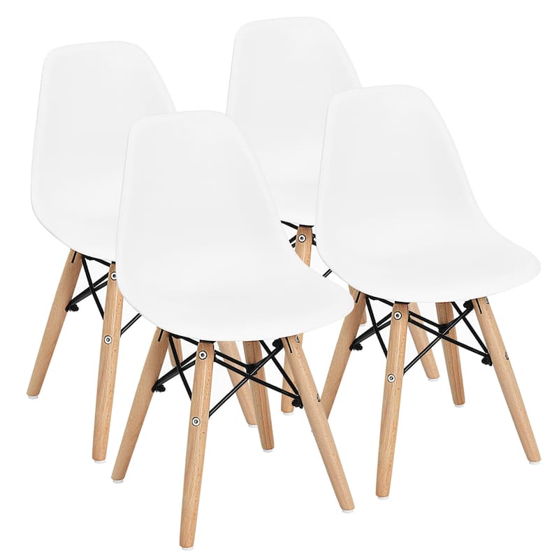 Costway 4 PCS Kids Chair Set Mid-Century Modern Style Dining Chairs w/ - See Details - Set of 4 - See Details - White