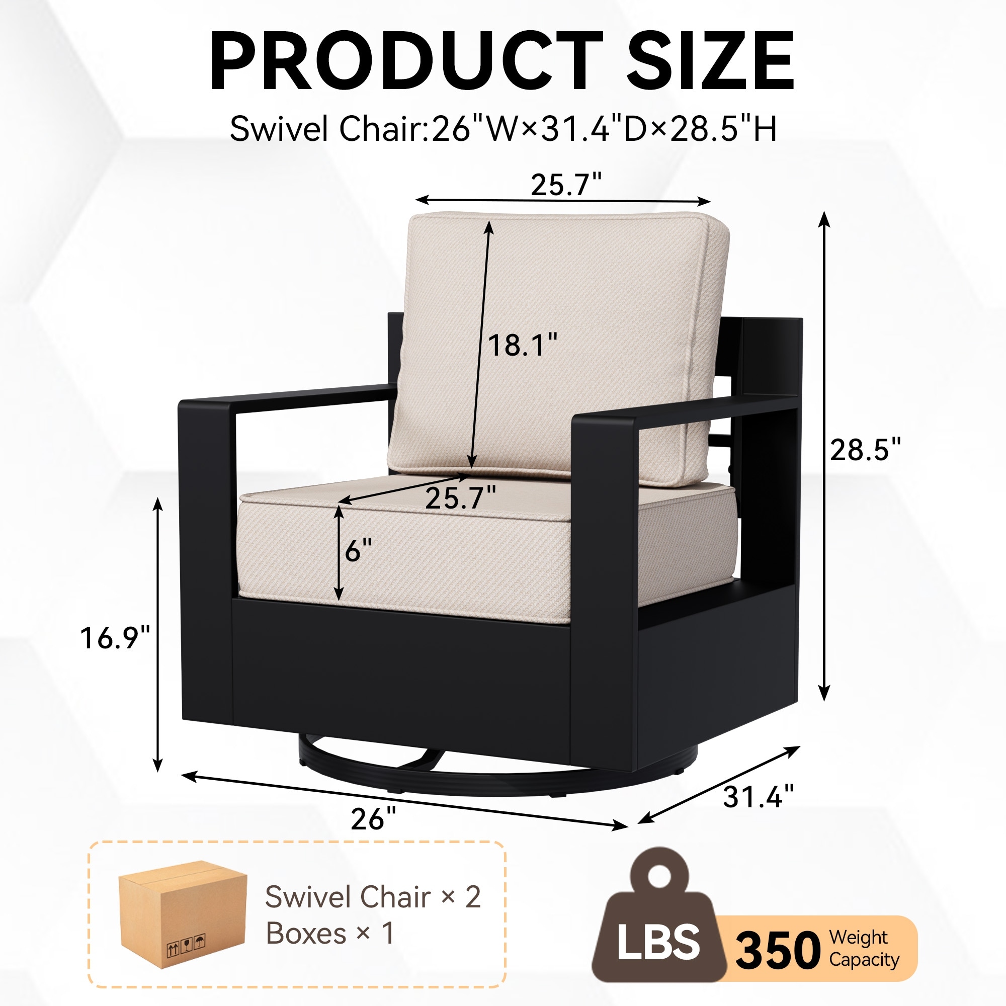 COZYWOR Patio Chair with Cushions（Set of 2）