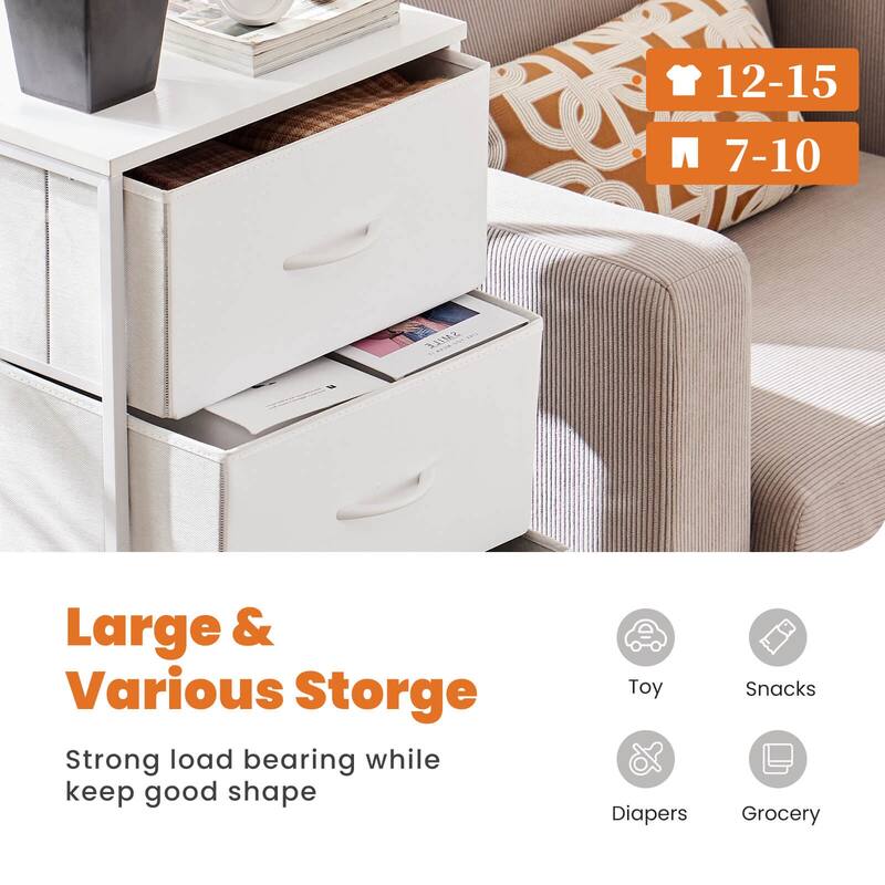 4-Drawer Vertical Chest with Metal Handle, Metal Frame and Wood Top for Bedroom