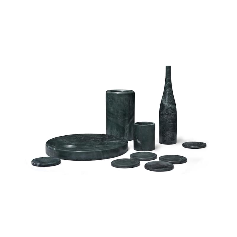 Roomfitters Natural Marble Dining Room Accessories Set, Luxury 10-Piece Genuine Stone Tabletop Collection