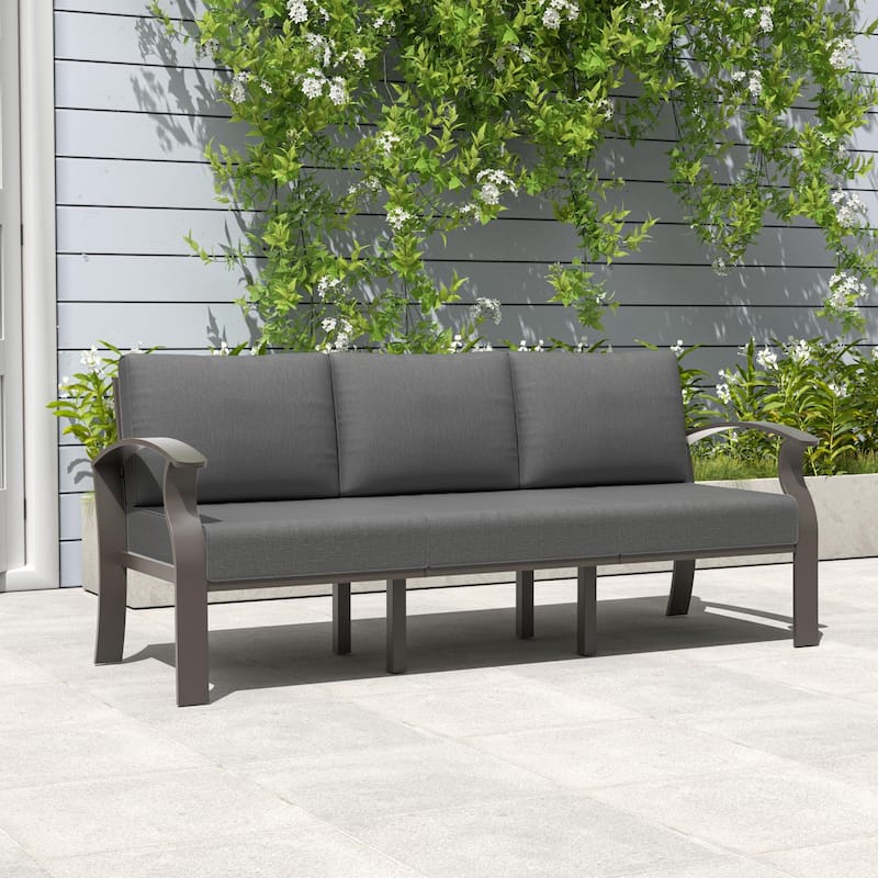 Aluminum Patio Furniture Set with FirePit Ottomans Swivel Chairs,Sectional Sofa with Thick Seat Cushions for Porch Garden