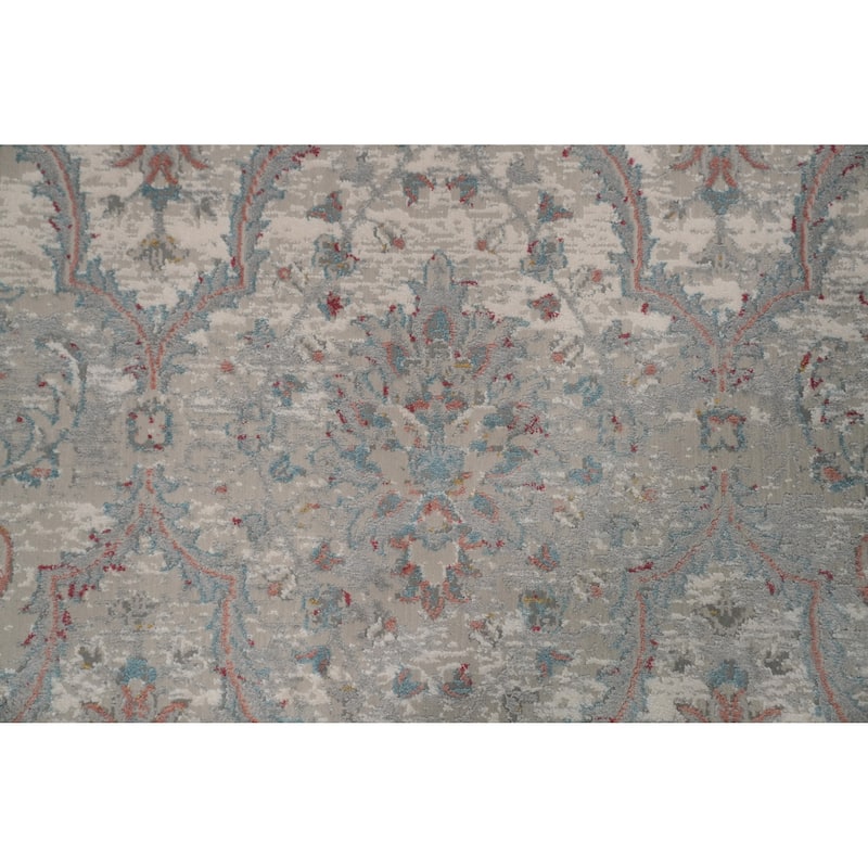 Machine Made Oriental Polyester Carpet Traditional All-Over Greys & Charcoal Agra Area Rug - 7' 5'' X 5' 2''