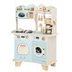 preview thumbnail 2 of 5, Wooden Play Kitchen with Coffee Maker, Toy Washing Machine, Oven, Microwave & Cooking Set Accessories