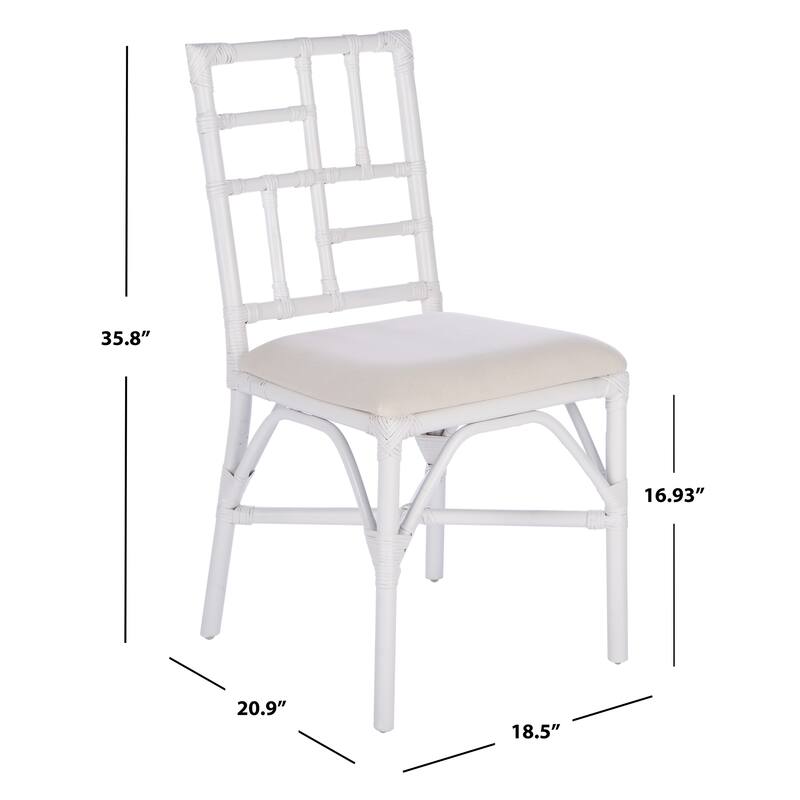 SAFAVIEH Margarette Rattan Accent Chair with Cushion (Set of 2) - 18.5" W x 20.9" L x 35.8" H - 19Wx21Dx36H
