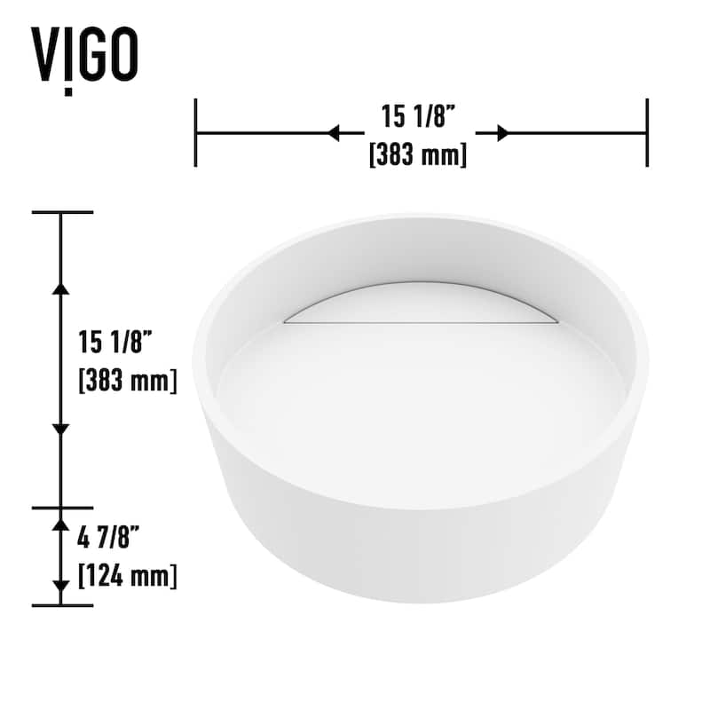 VIGO Starr 15"L x 15"W x 5"H Matte Stone Round Bathroom Vessel Sink