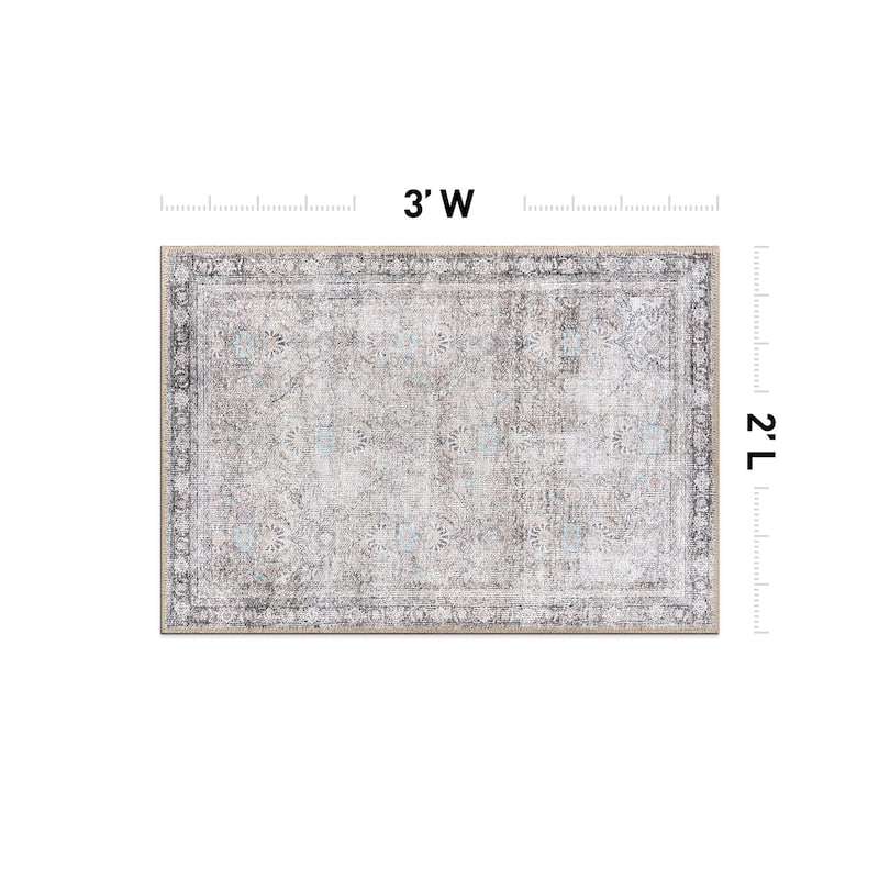 World Rug Gallery Vintage Inspired Machine Washable Non Slip Area Rug