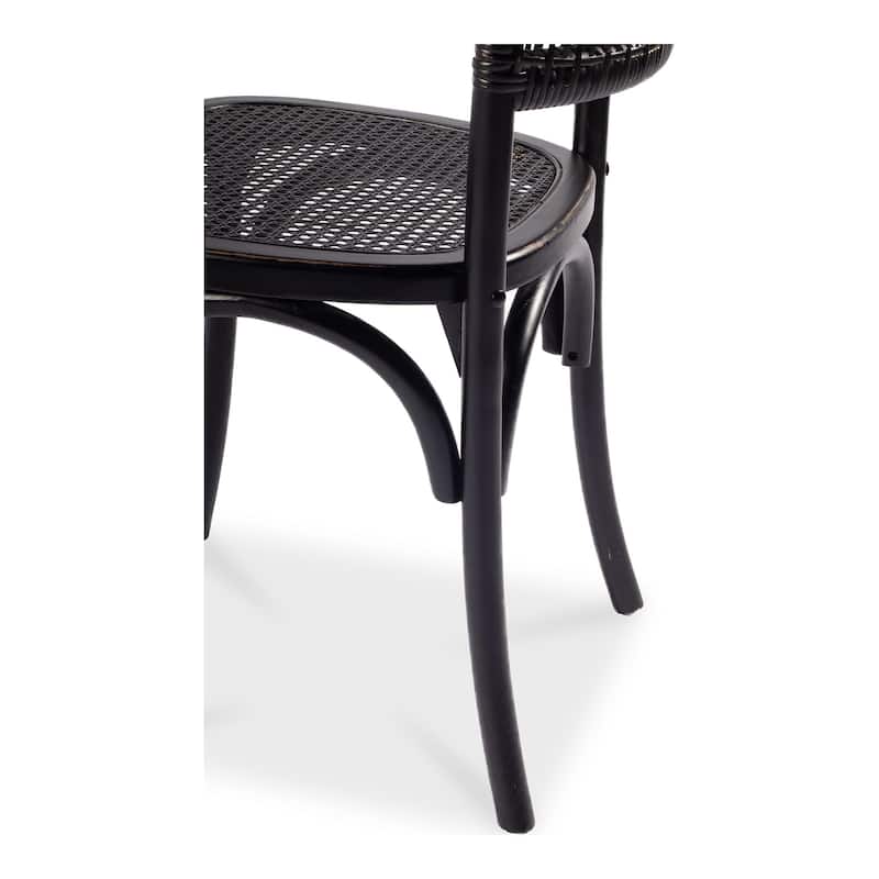 NADAAL STUDIOS Winston, Wooden Dining Chair With Rattan Seat, Set of Two - 18"W x22.5"D x34.5"H