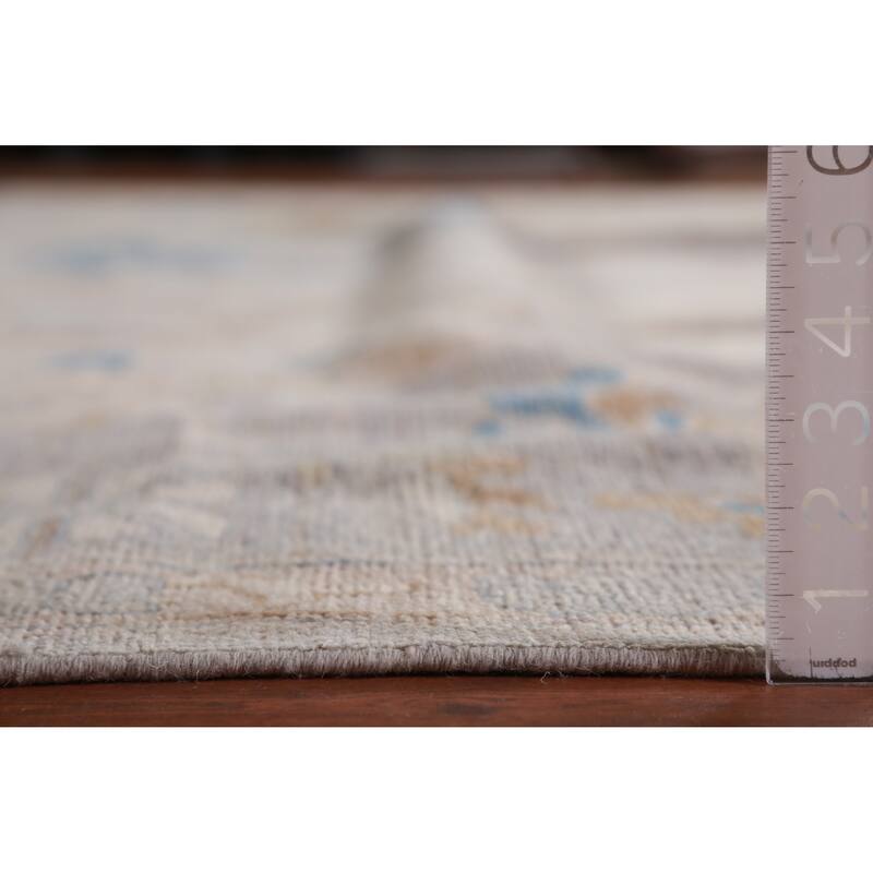 Hand Knotted Oriental 100% Wool Carpet Transitional All-Over Beige & Ivories Oushak Area Rug - 14' 9'' X 12' 6''