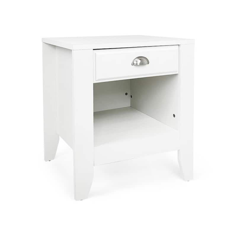 Contemporary Faux Wood Nightstand with Storage and Functional Design