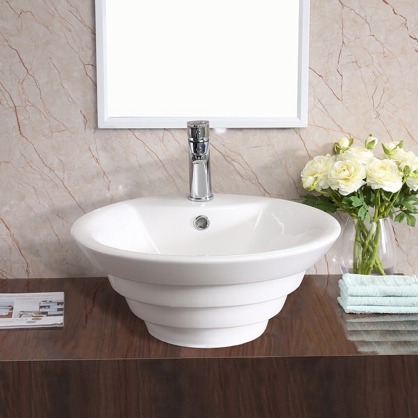 slide 2 of 6, Karran Valera 19" Vitreous China Vessel Bathroom Sink in White with Overflow Drain