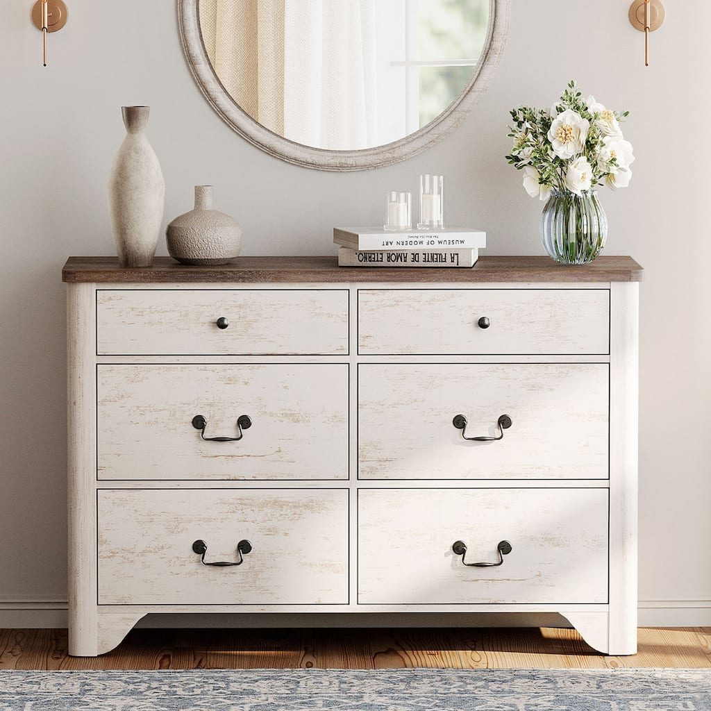 WAMPAT Farmhouse Nightstand with 3 Drawers