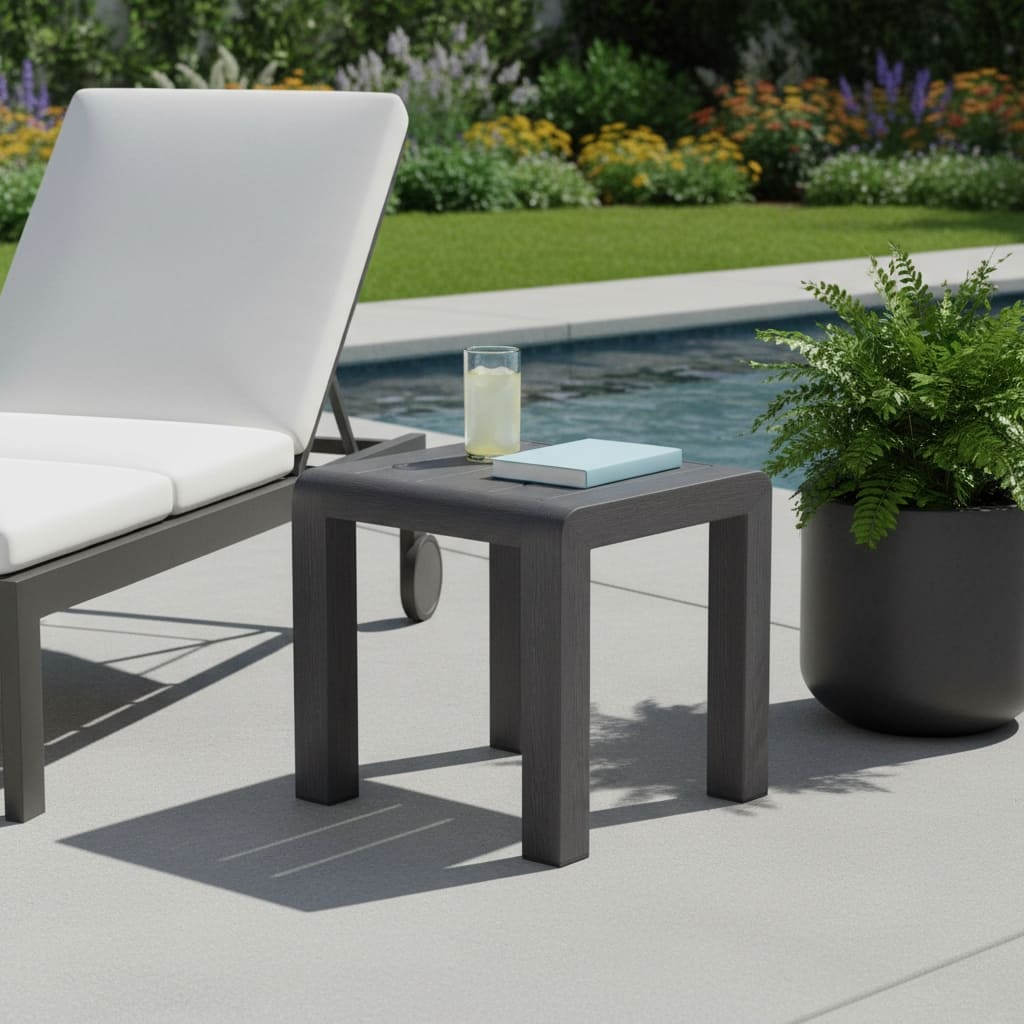 23" Black Aluminum Square Outdoor Side Table