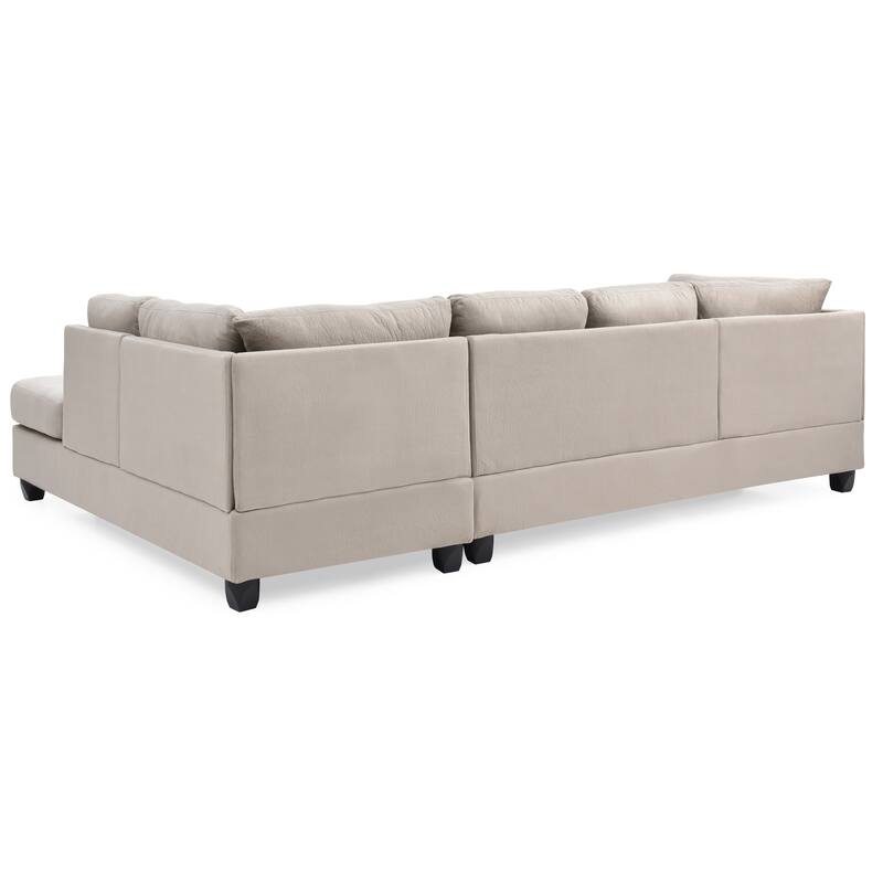 Sectional, White, Microfiber, 111x78x34 inches, 207 pounds