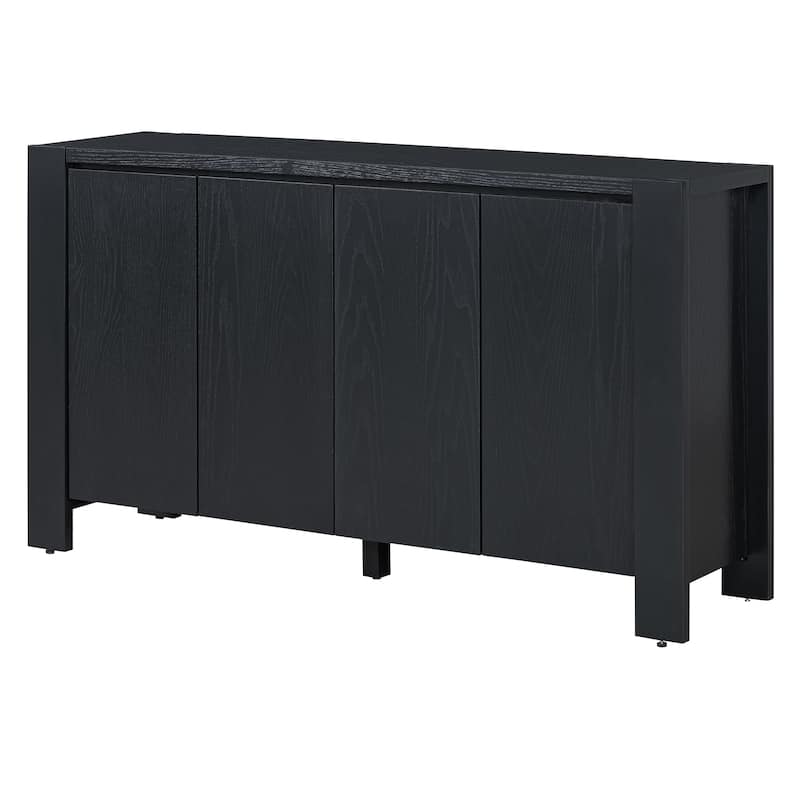 4-door Sideboard with Distressed Finish and Adjustable Shelves for Dining Room, Kitchen, and Living Room