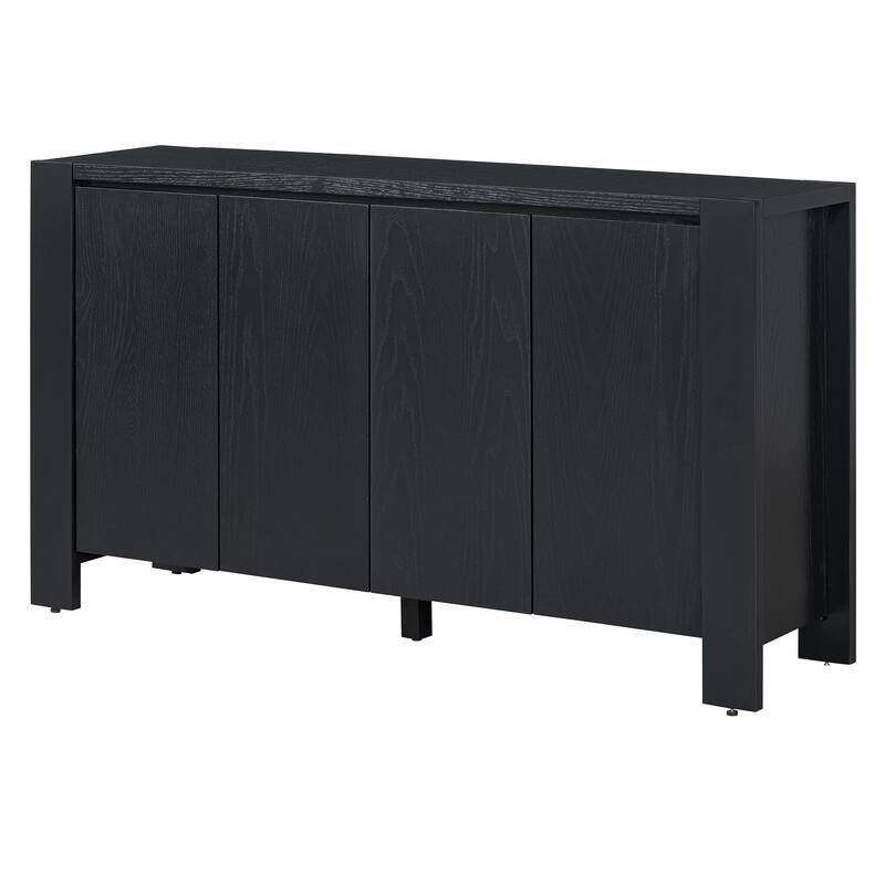Retro 4-Door Sideboard with Distressed and Adjustable Shelves